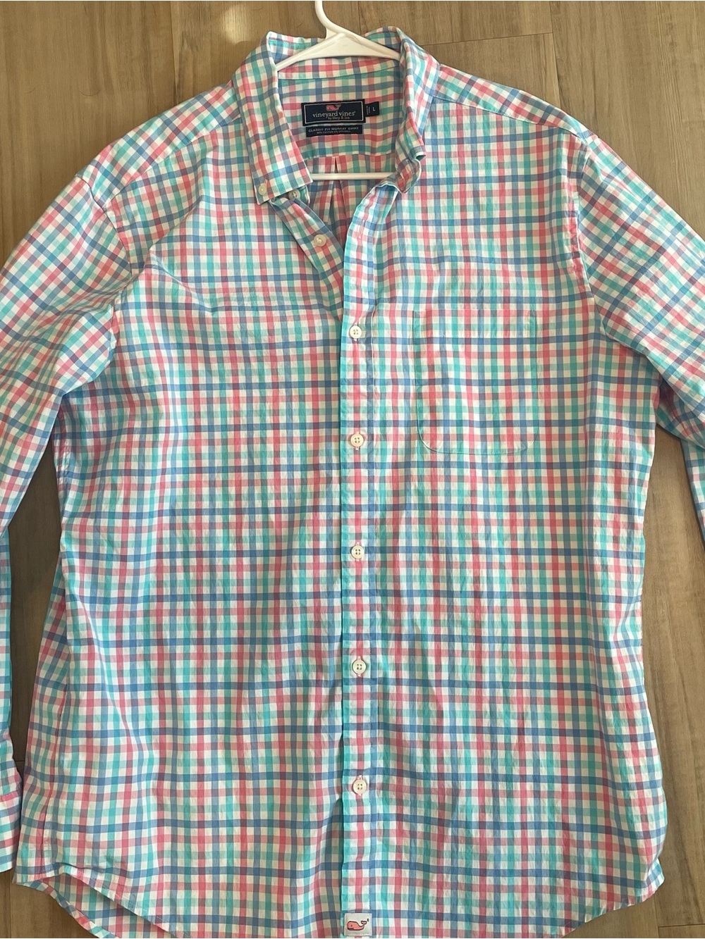 Vineyard Vines Men's Pink, Blue & Green Plaid Button-Down Shirt